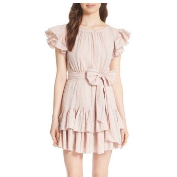 NWT $350 Rebecca Taylor stripe ruffled dress - Picture 1 of 7